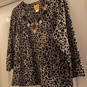 Ruby Rd. Petite Animal Print Top Xl